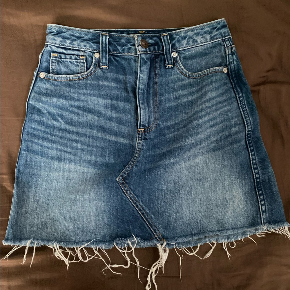 Hollister Frayed Hem Denim Mini Skirt